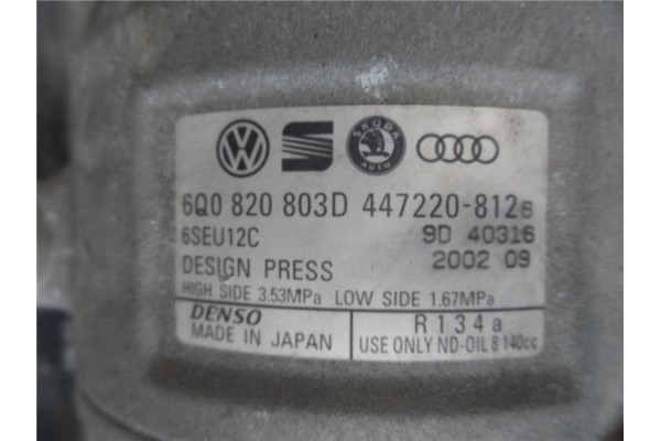Recambio de compresor aire acond. para seat ibiza (6l1) 1.4 reference referencia OEM IAM 6Q0820803D 44720812 (6Q0820803D) , AUDI