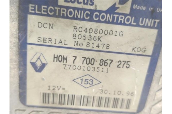 Recambio de centralita para renault megane i (ba0/1_) 1.9 dt (b/sa0k, b/sa0y) referencia OEM IAM 7700867275 R04080001G 