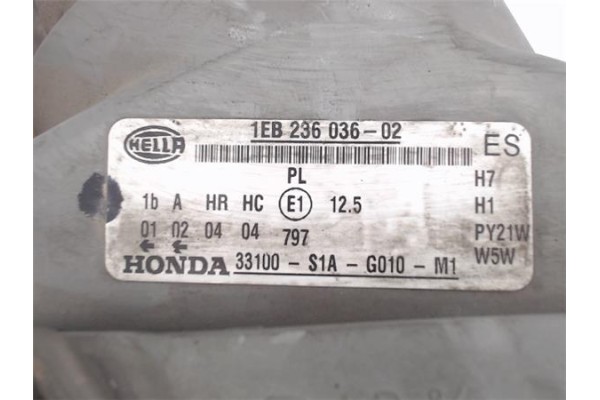 Recambio de faro delantero dcho para honda accord berlina (cg7-9/ch1-7) referencia OEM IAM 1EB23603602  