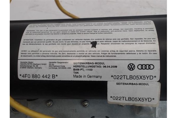 Recambio de airbag lateral trasero izquierdo para audi a6 avant (4b5) referencia OEM IAM 022TLB05X5YD 4F0880442B 