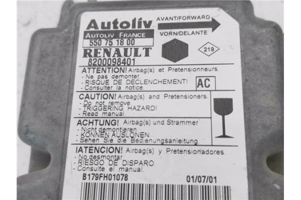 Recambio de centralita airbag para renault kangoo i (f/kc0) 1.9 dti (kc0u) referencia OEM IAM 8200098401 550751800 