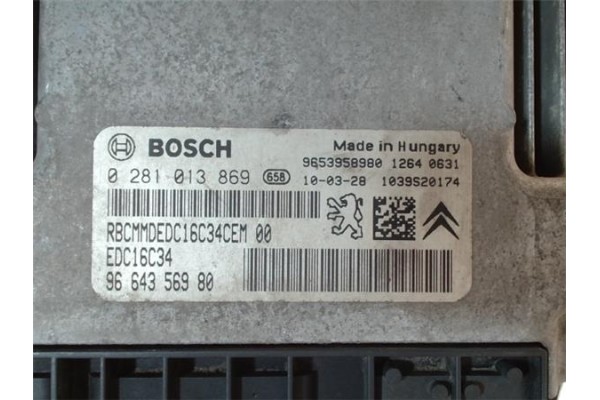 Recambio de centralita para peugeot expert furgón (vf3a_, vf3u_, vf3x_) 1.6 hdi 90 referencia OEM IAM 9664356980 0281013869 