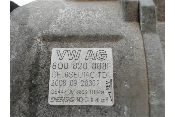 Recambio de compresor aire acond. para seat ibiza berlina (6j5) 1.9 tdi referencia OEM IAM 6Q0820808F 20080928362 (6Q0820808D) ,