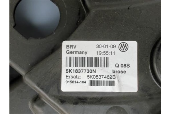 Recambio de elevalunas electrico delantero derecho para volkswagen golf vi (5k1) referencia OEM IAM 5K1837730N  