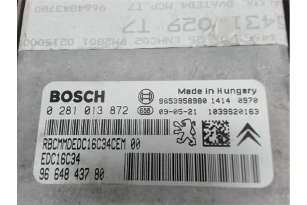 Recambio de centralita para peugeot 308 sw 1.6 hdi referencia OEM IAM 9653958980 0281013872 