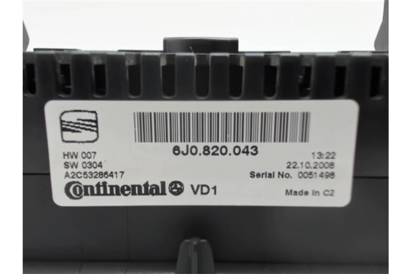 Recambio de mandos climatizador para seat ibiza berlina (6j5) 1.9 tdi referencia OEM IAM 6J0820043 0051498 