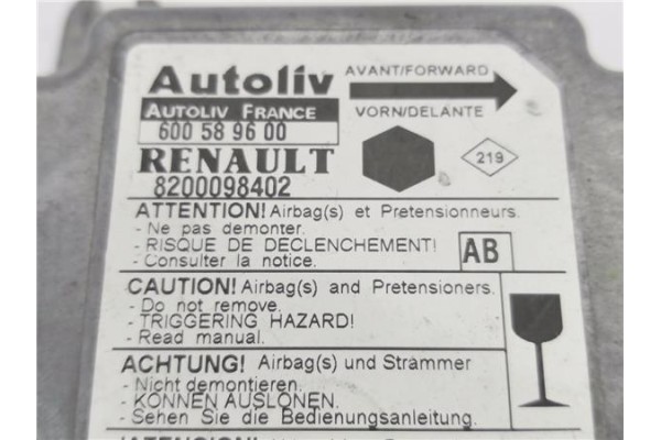 Recambio de centralita airbag para renault kangoo i (f/kc0) d 55 1.9 (kc0d) referencia OEM IAM 8200098402 600589600 