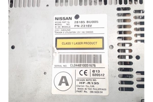 Recambio de radio / cd para nissan almera tino (v10m) referencia OEM IAM 28185 BU005 PN-2316V 