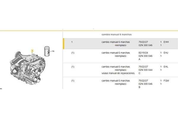 Recambio de caja cambios manual para seat alhambra (7v9) 1.9 reference referencia OEM IAM EHH R02N300049eferencia 