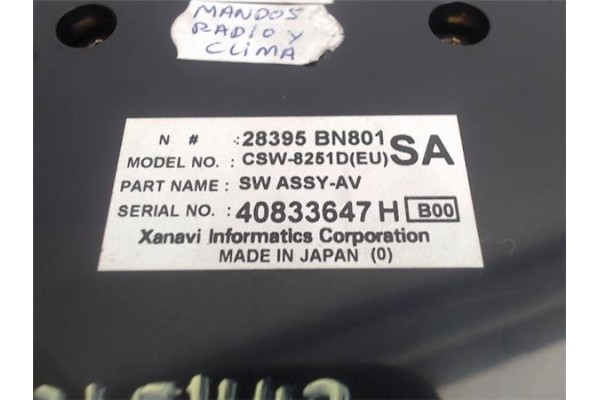 Recambio de mandos climatizador para nissan almera (n16/e) referencia OEM IAM 28395BN801  