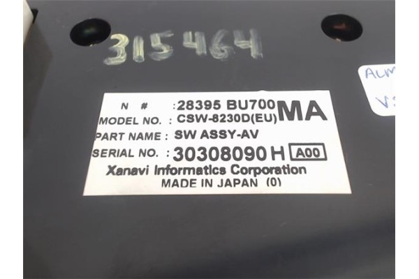 Recambio de mandos climatizador para nissan almera tino (v10m) referencia OEM IAM 28395BU700  