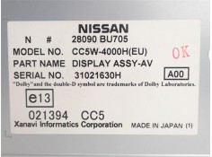 Recambio de pantalla para nissan almera tino (v10m) referencia OEM IAM 28090BU705  