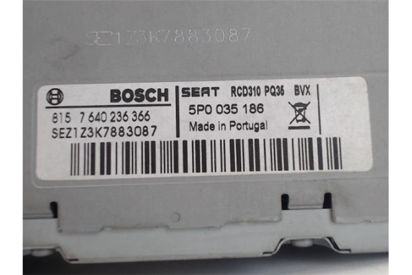 Recambio de radio / cd para seat altea (5p1) referencia OEM IAM (SEZ1Z3K7883087) (5P0035186) (7640236366) 