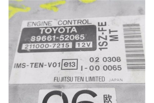 Recambio de centralita para toyota yaris (ncp1/nlp1/scp1) 1.0 16v referencia OEM IAM 8966152065 2110007215  Recambio de centralita para toyota yaris (ncp1/nlp1/scp1) 1.0 16v referencia OEM IAM 8966152065 2110007215
