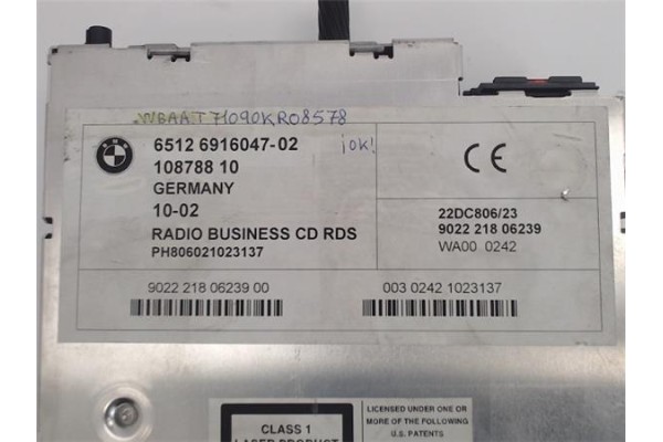 Recambio de radio / cd para bmw serie 3 berlina (e46) referencia OEM IAM 65126916047-02 108788 10 
