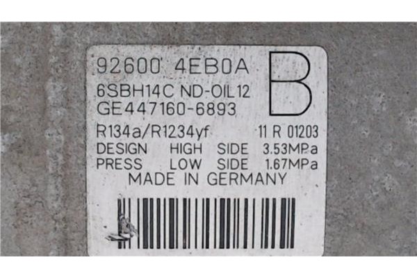 Recambio de compresor aire acond. para renault scenic iii (jz) 1.2 grand expression referencia OEM IAM 926004EB0A  