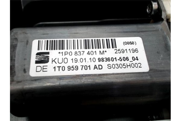 Recambio de mecanismo elevalunas delantero izquierdo para seat leon (1p1) 1.9 tdi referencia OEM IAM 1P0837401M 1T0959701AD 