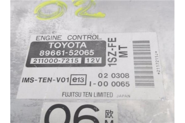 Recambio de centralita para toyota yaris (ncp1/nlp1/scp1) 1.0 16v referencia OEM IAM 8966152065 2110007215 