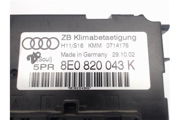 Recambio de mandos climatizador para audi a4 berlina (8e) referencia OEM IAM 8E0820043K  
