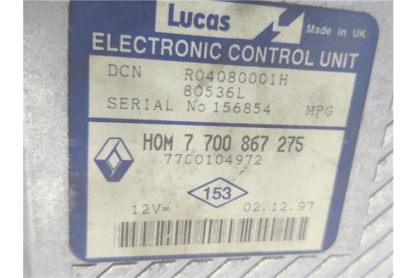 Recambio de centralita para renault megane i (ba0/1_) 1.9 d referencia OEM IAM 7700867275 R04080001H 