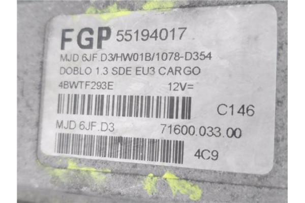 Recambio de centralita para fiat i doblo (119) 1.3 jtd referencia OEM IAM 55194017 7160003300 